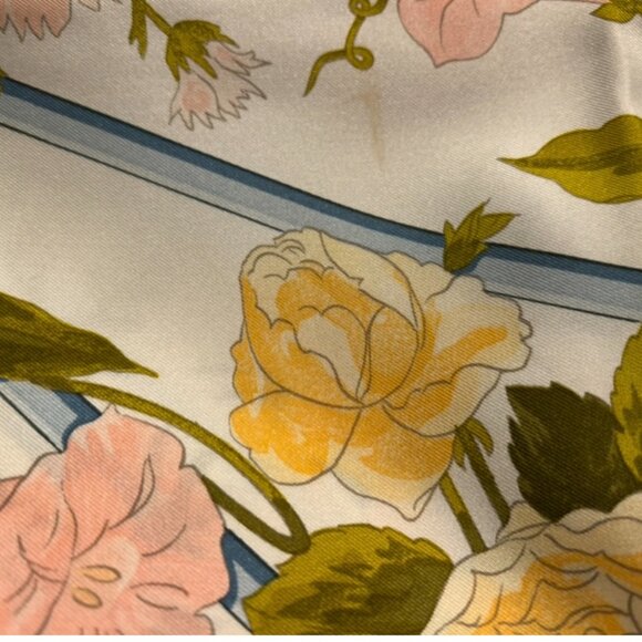 Vintage Hermes Romantique Silk Scarf by Maurice Tranchant Blue and Pink - Picture 15 of 15